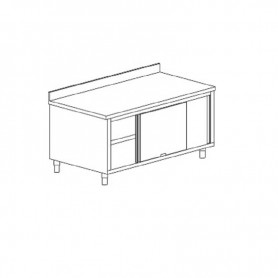 Tavolo armadio con ante scorrevoli alzatina con ripiano intermedio
