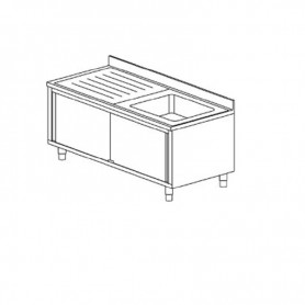 Chiuvetă cu o cuvă, picurător și uși glisante