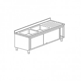 Chiuvetă cu 2 cuve, picurător și uși glisante